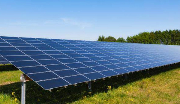 Image of a renewable energy solar panel at a solar farm