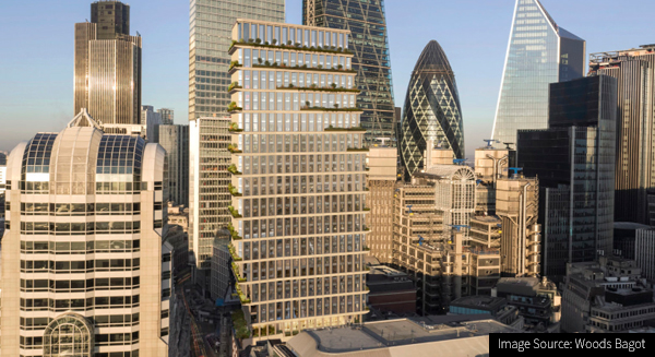 CGI of 85 Gracechurch Street commercial construction project in London