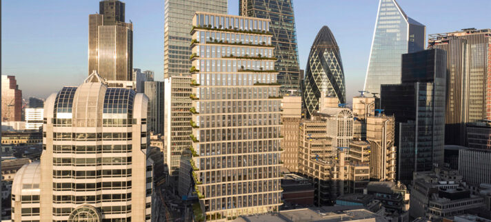 CGI of 85 Gracechurch Street commercial construction project in London