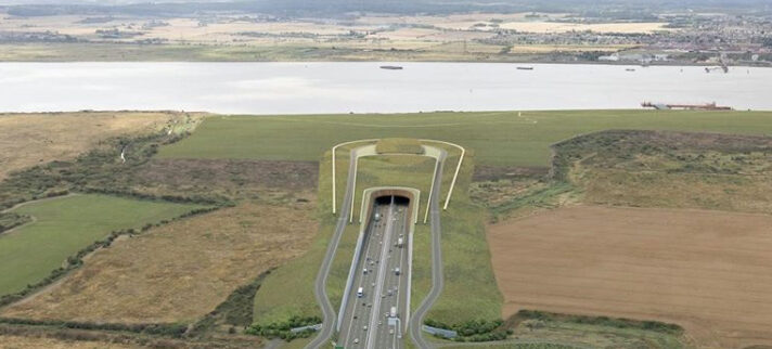 CGI of the Lower Thames Crossing civil engineering project