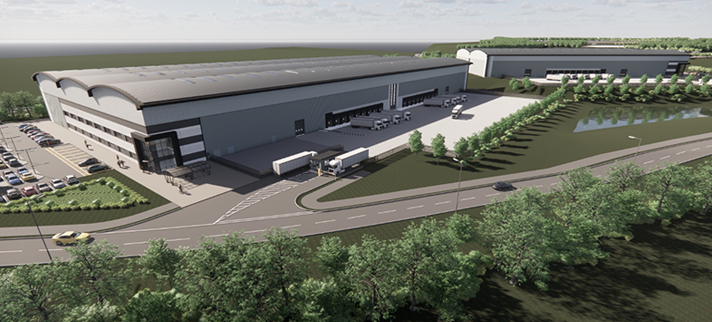 Industrial construction project at Symmetry Park, Wigan