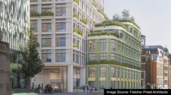 Planned office and visitor centre project at Fayners House in London.