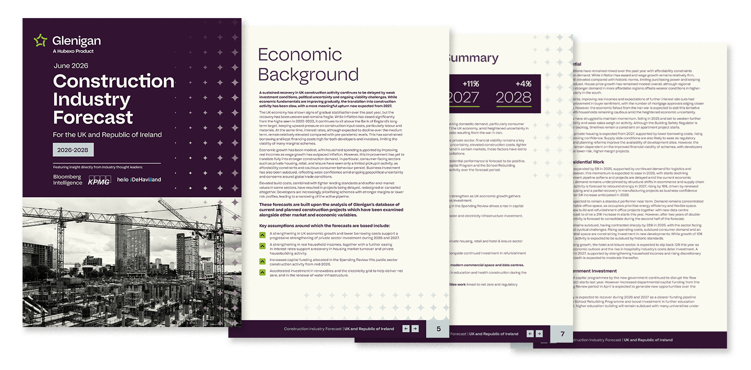 Pages from the Glenigan Construction Industry Forecast 2026-2028
